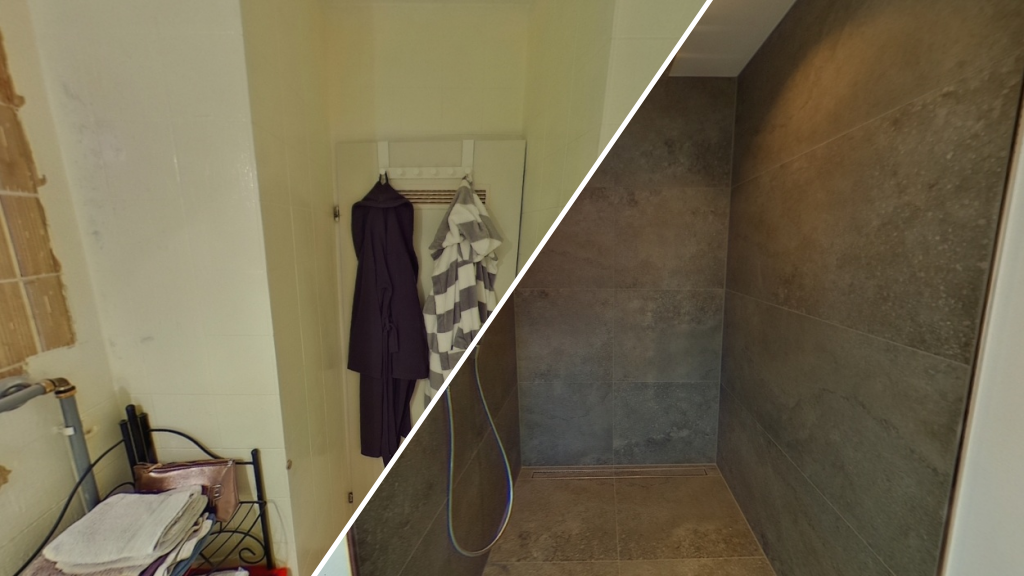 Aus Zwei mach Eins  -  Durchbruch zwischen einem Bad und einer ehemaligen Küche.